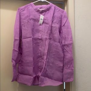 Loft banded collar blouse size L NWT